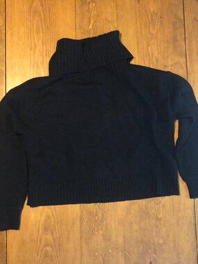 Black Cropped Minimalist Turtleneck Sweater Bar III Womens Size Large Cozy Knit